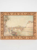 Antique serene Parisian oil painting