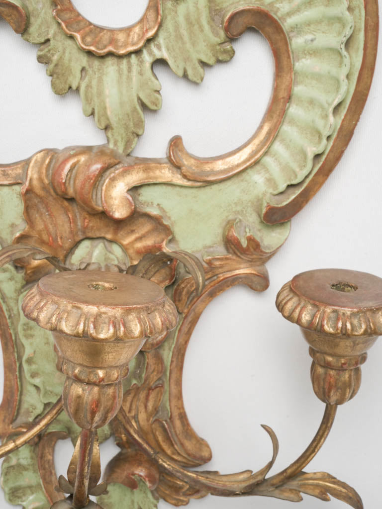 Antique green-finished candle sconce