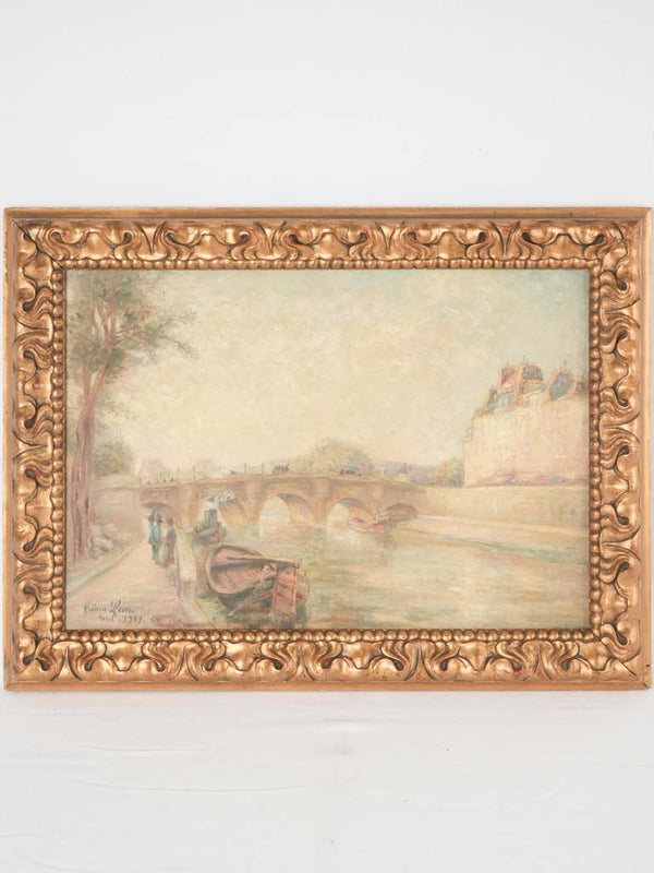 Antique serene Parisian oil painting