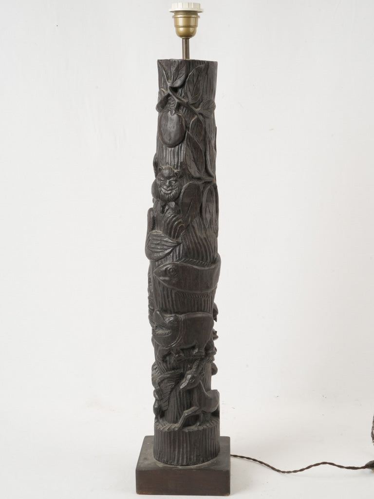 Hand-carved African Sculpted Lamp Base  