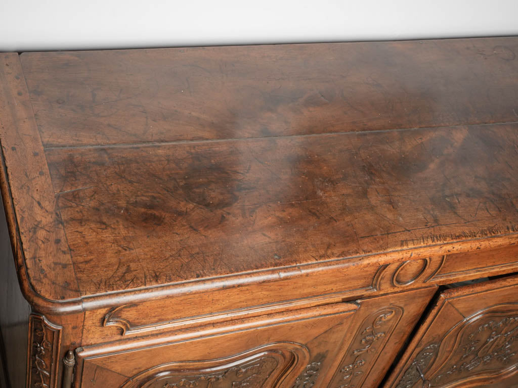 Stunning Louis XV floral walnut credenza