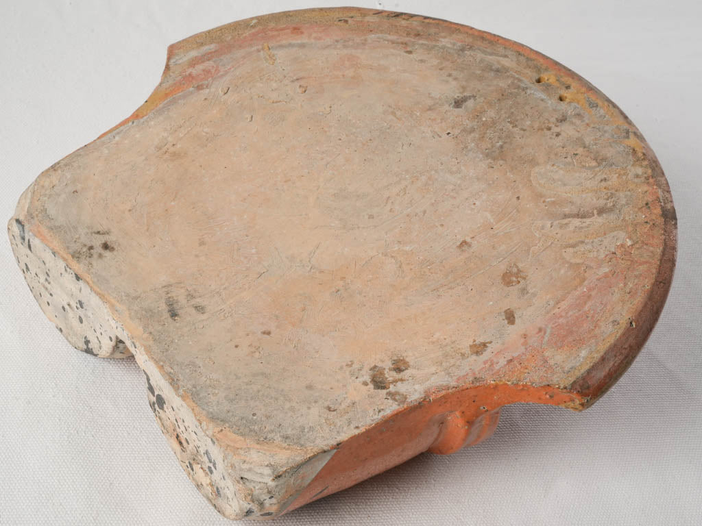 Wall-Mounted Glazed Terracotta Cutlery Strainer w/ Abstract Splatter Decoration c. 1900 - 11¾"