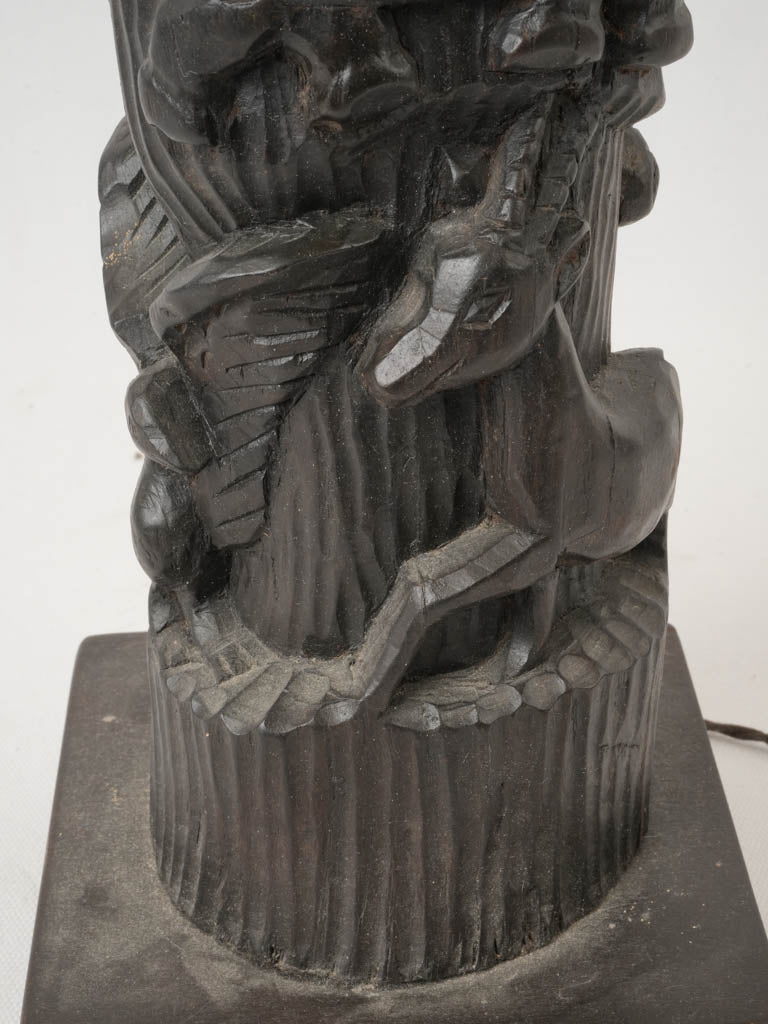 Richly Toned Carved Lamp Base  