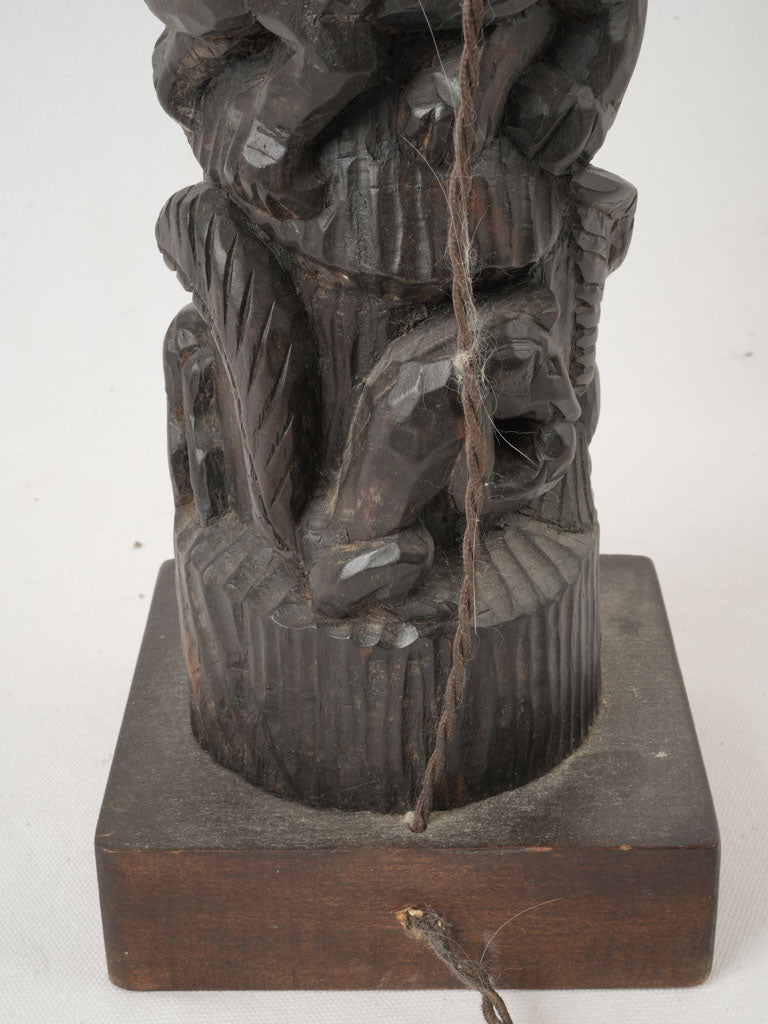 Intricately Detailed Ebony Lamp Base  