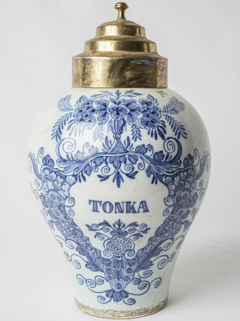 Antique Delftware ceramic tobacco jar
