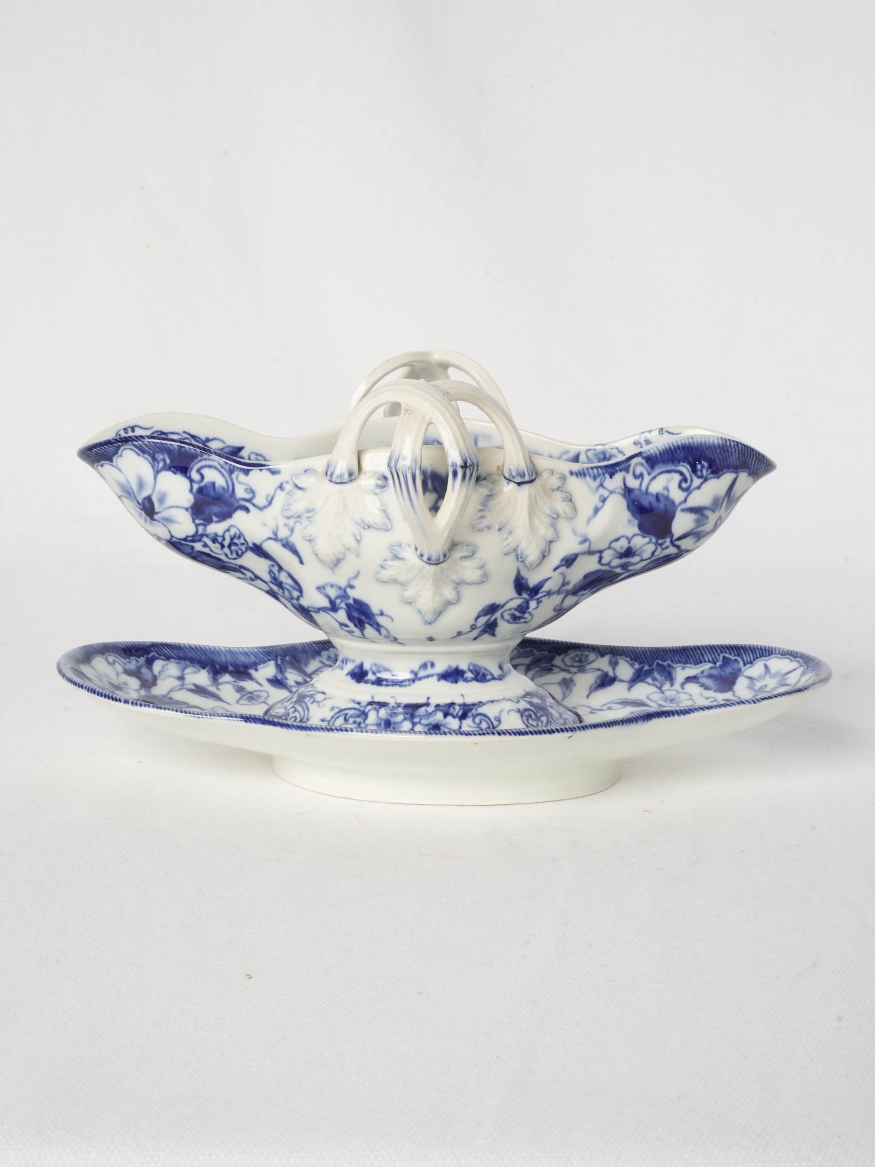 Creil et Montereau Flora Pattern Sauceboat, Circa 1880 - 10¾"