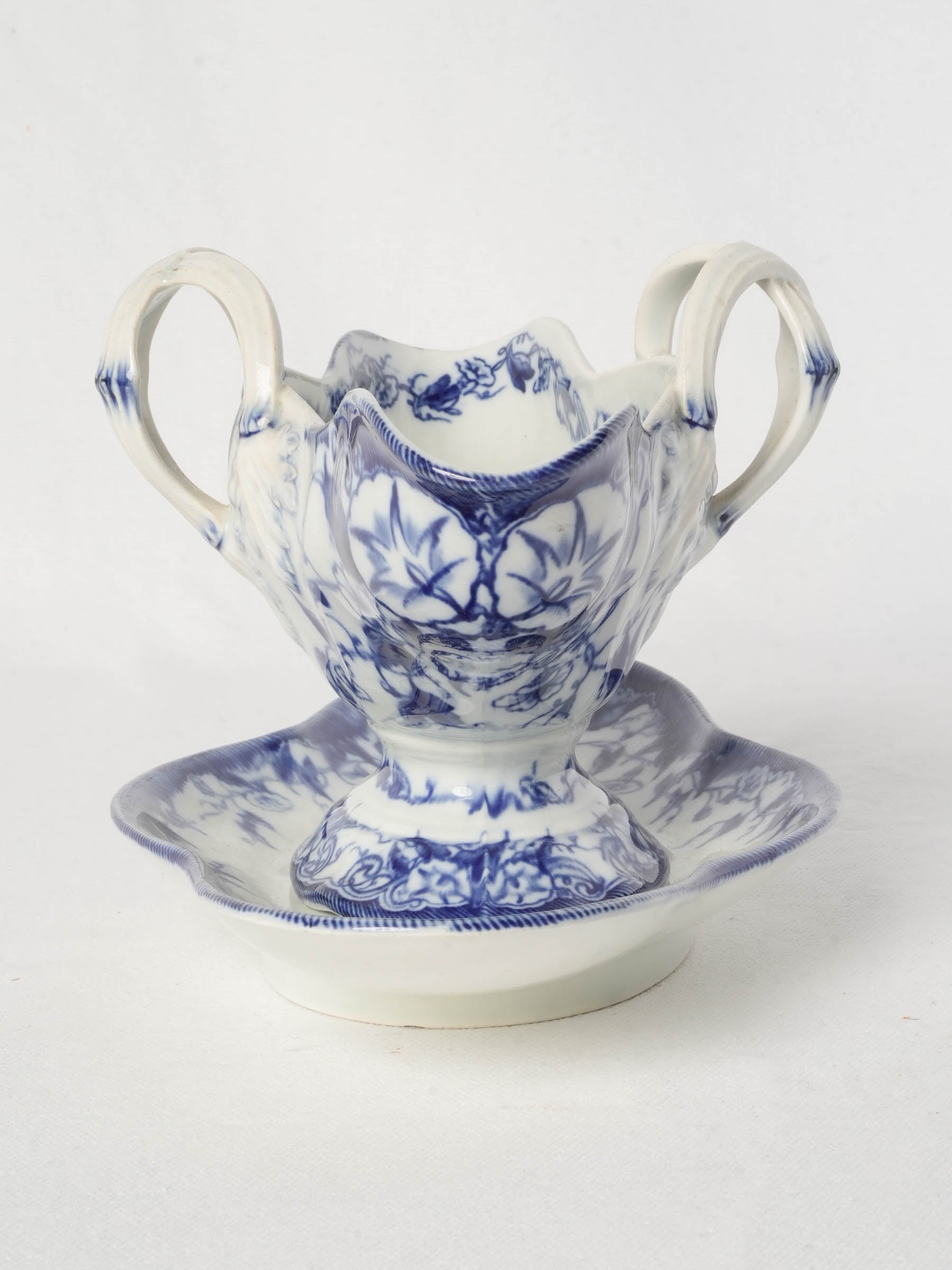 Creil et Montereau Flora Pattern Sauceboat, Circa 1880 - 10¾"
