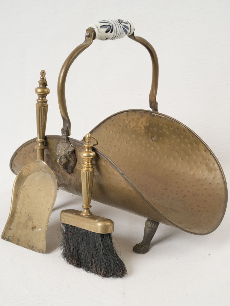 Refined brass hearth set pieces