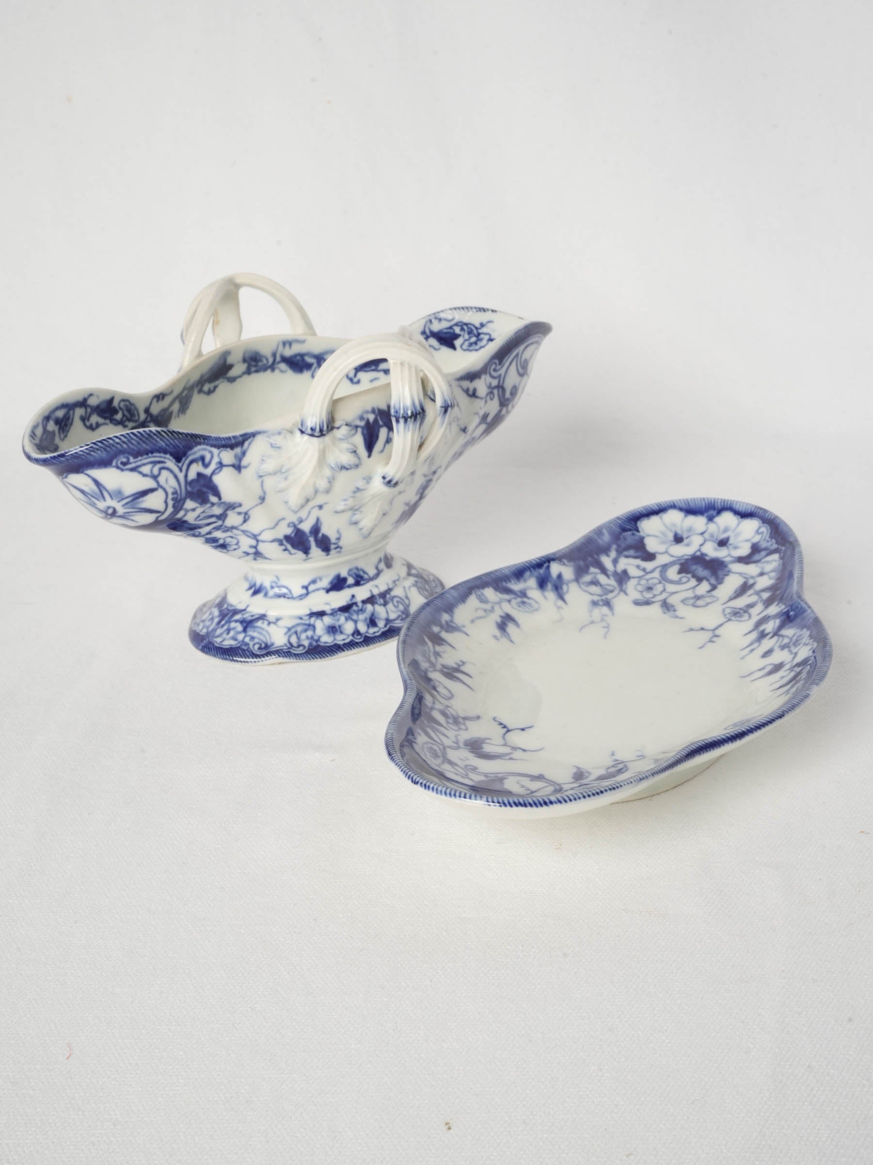 Creil et Montereau Flora Pattern Sauceboat, Circa 1880 - 10¾"