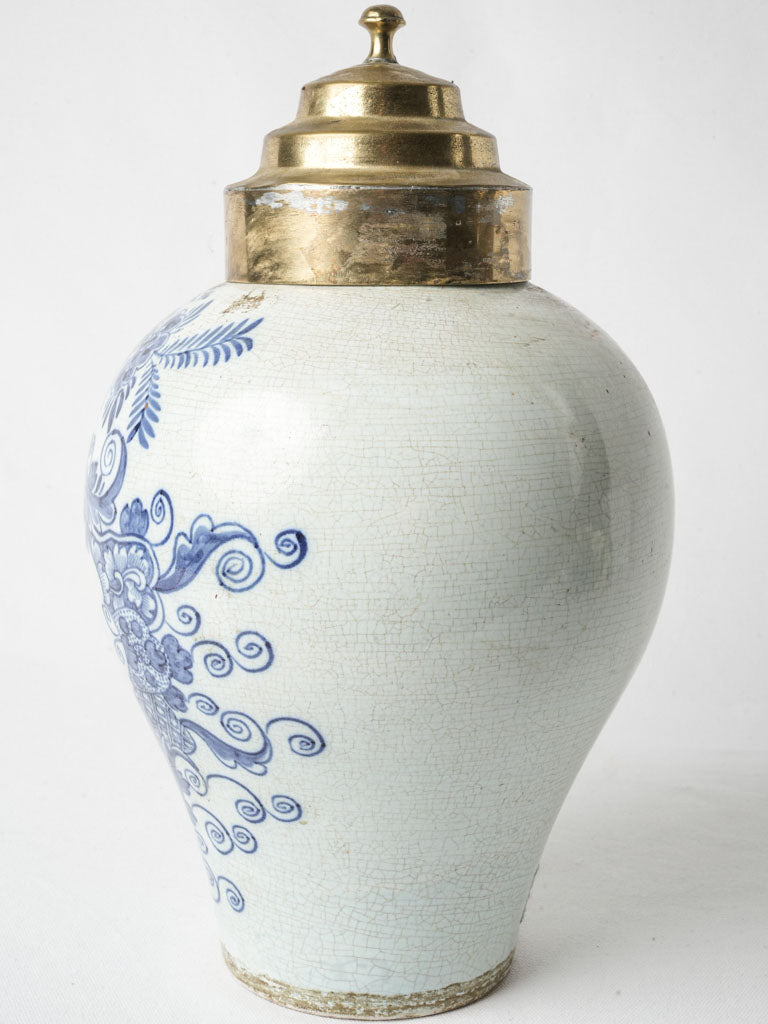 Intricate blue and white jar