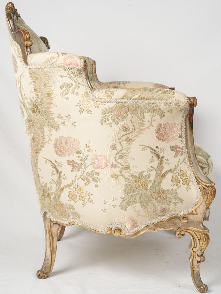 Ornate gold-leaf antique wingback