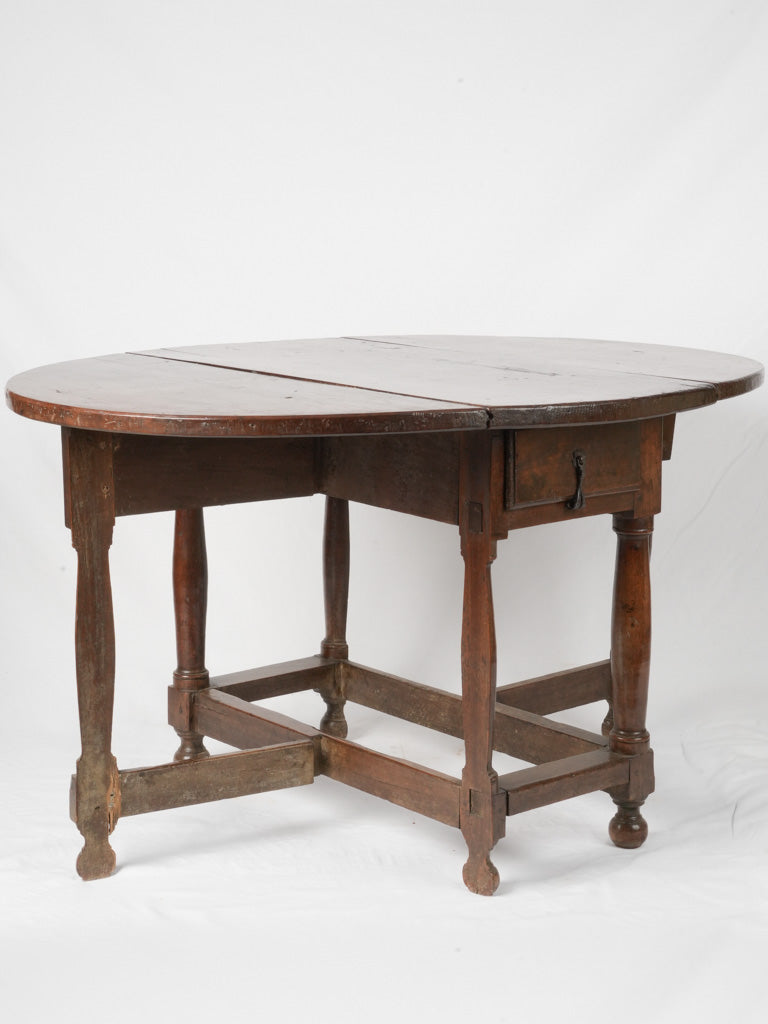 17th-century French walnut gateleg drop-leaf table