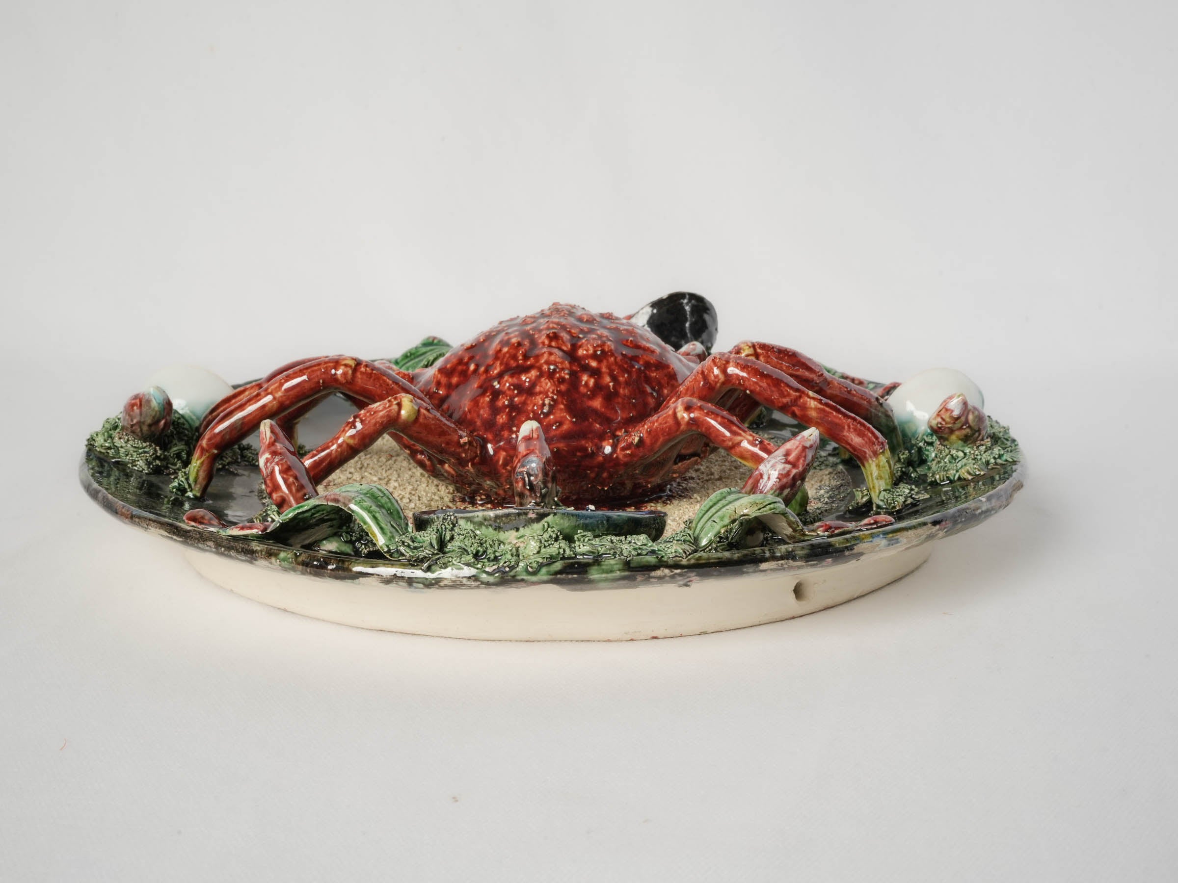Portuguese Majolica Wall Charger w/ Crab and Shell Motif - 12½"