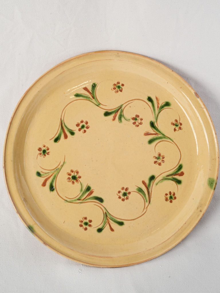 Early 20th Century Glazed Earthenware Platter w/ Floral Medallion From Cliousclat - 13½"