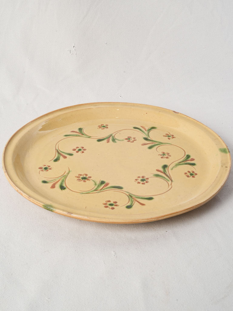 Early 20th Century Glazed Earthenware Platter w/ Floral Medallion From Cliousclat - 13½"