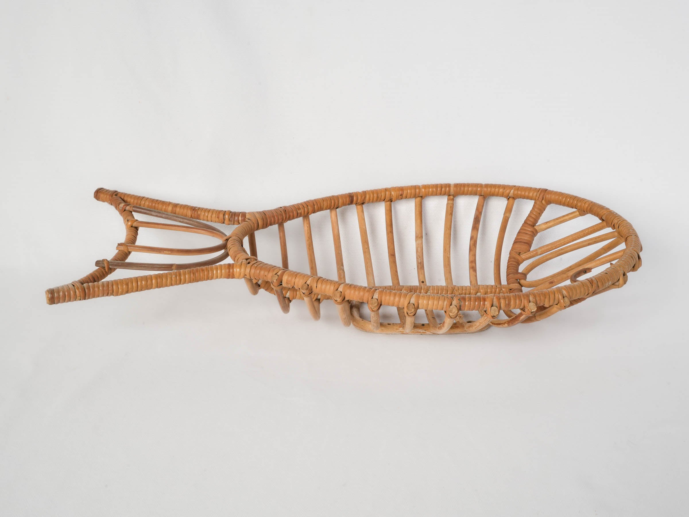 Playful French Mid-Century Fish-Shaped Rattan Basket, 1960s - 20½"