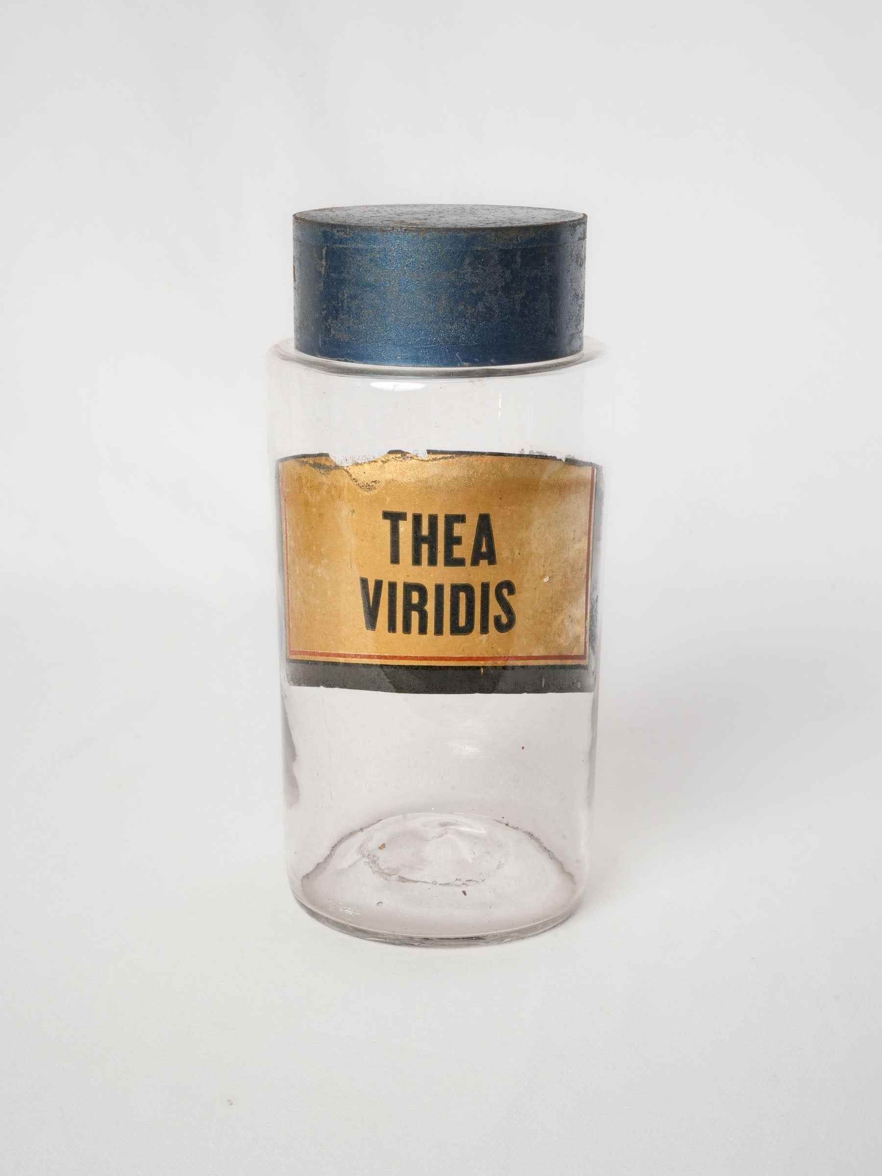 Antique French Apothecary Jar w/ Original Pharmaceutical Label - 9"