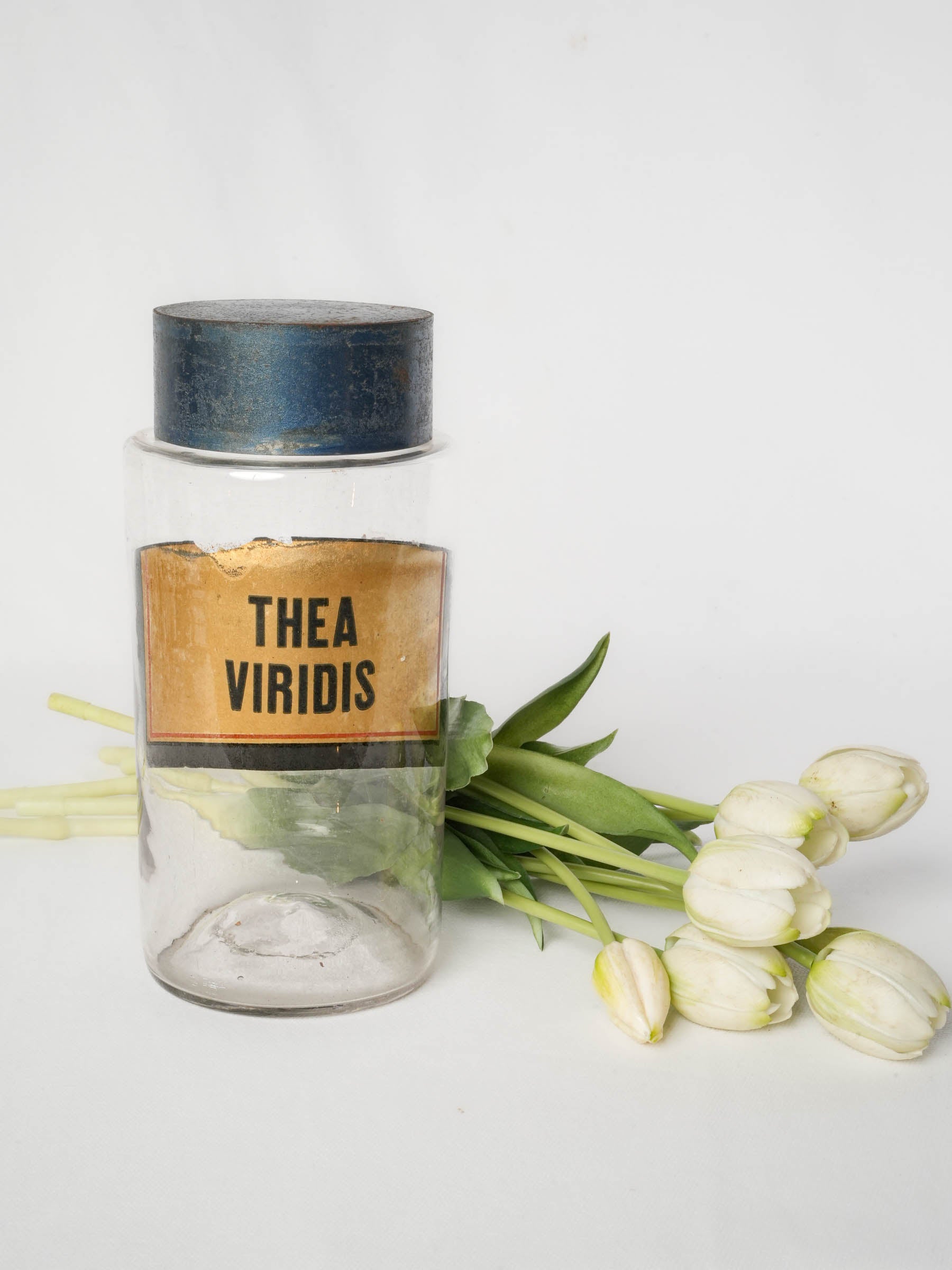 Antique French Apothecary Jar w/ Original Pharmaceutical Label - 9"