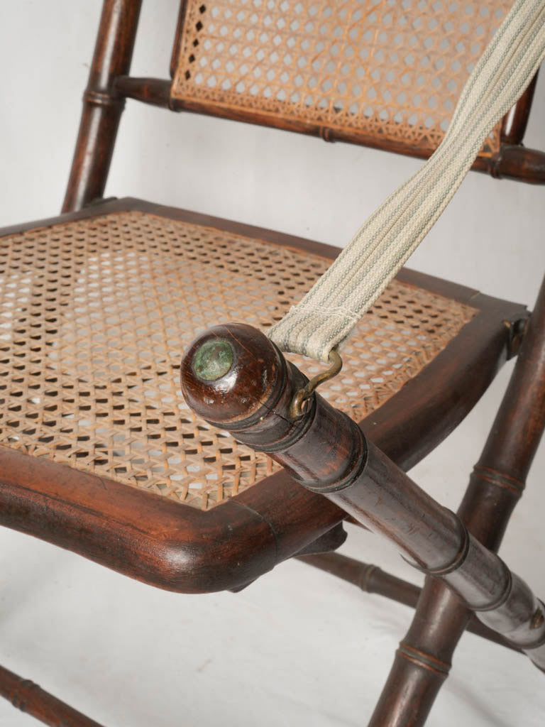 Pair of French Faux Bamboo Folding Chairs w/ Cane Seats and Backs - 33¾"