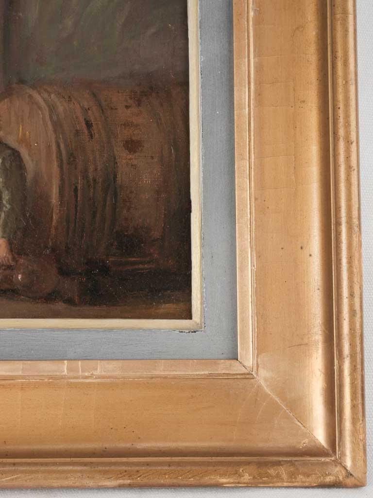 Time-worn smoked-in tavern oil painting