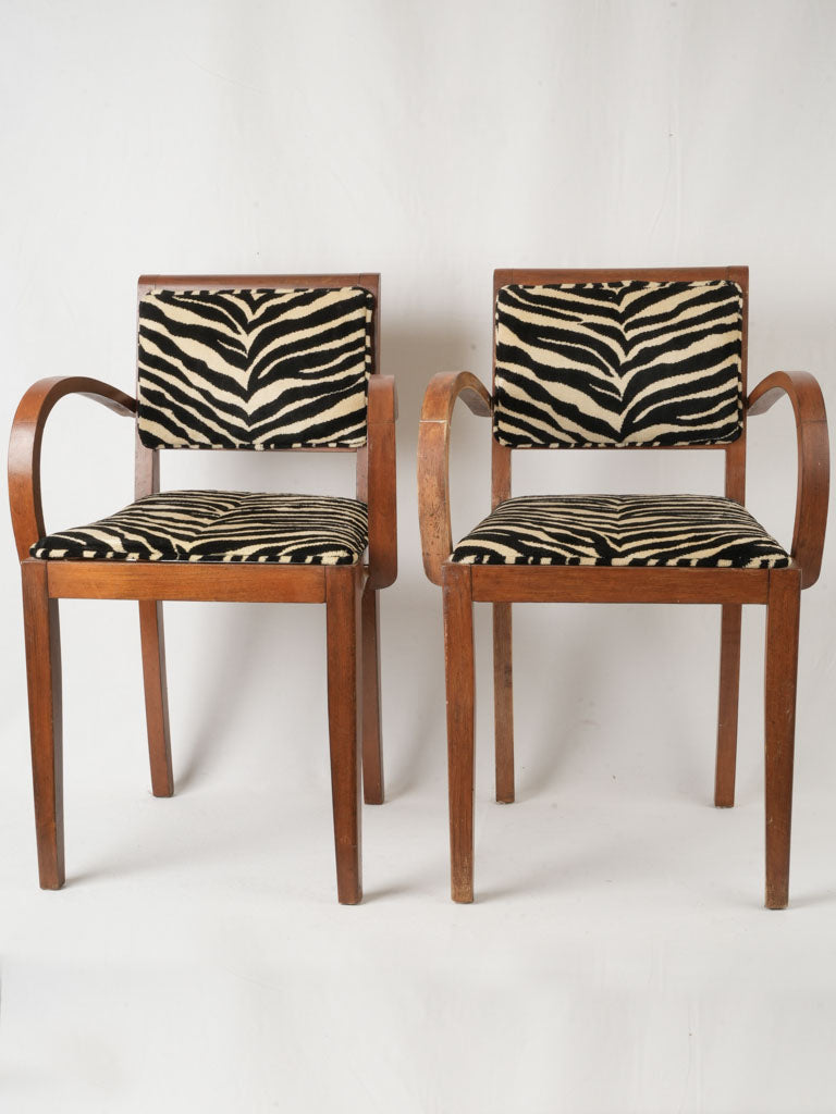 Exotic faux zebra upholstered chairs