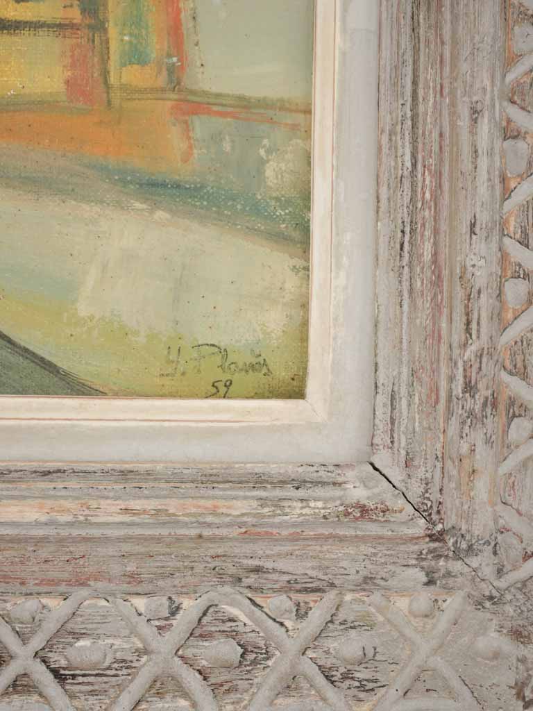 French-framed streetscape oil canvas