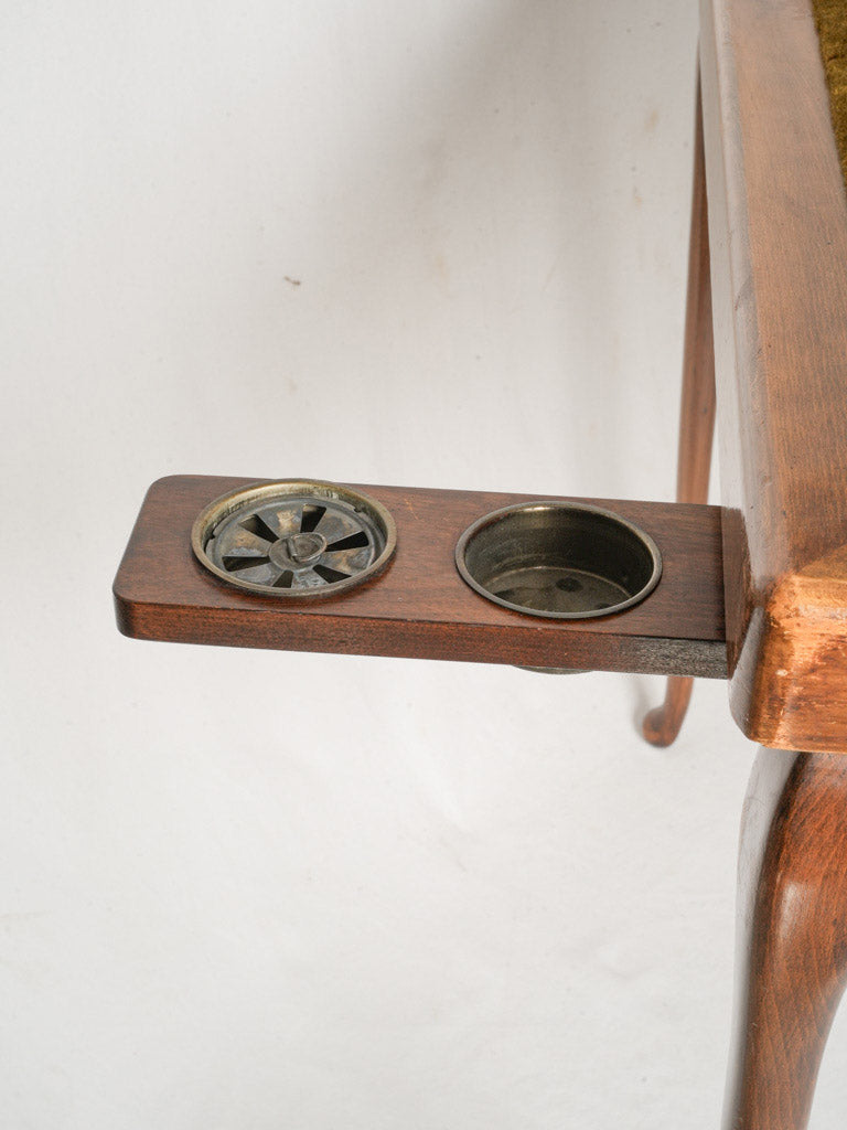 Graceful Late 19th Century English Mahogany Card Table w/ Pull-Out Drink Slides