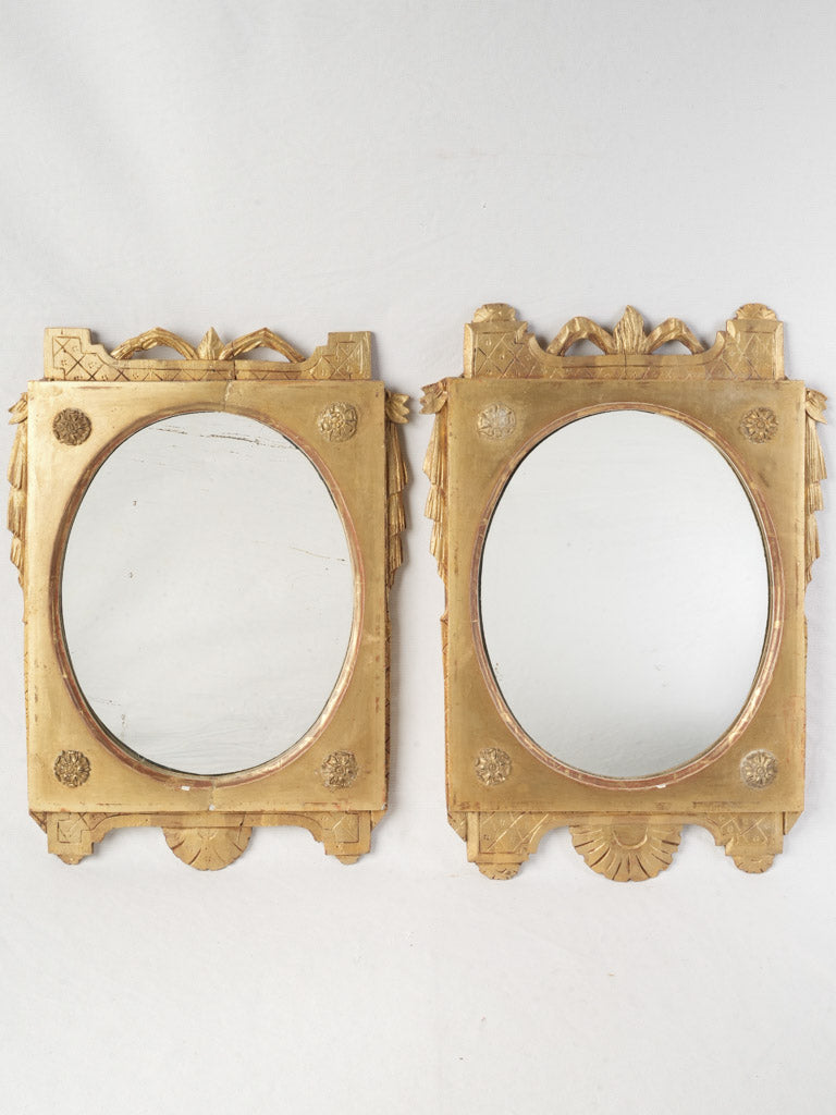 False Pair of Louis XVI Style Provincial Giltwood Mirrors - 19¼" x 14½"