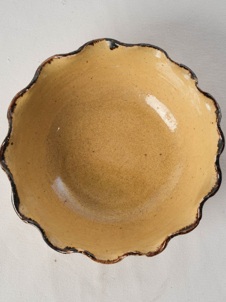 Early 20th Century Savoyard Glazed Terracotta Scalloped Rim Bowl - 9"