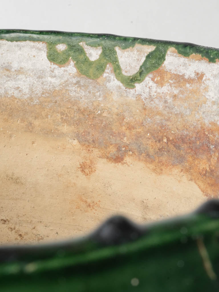 Distinctive green glazed flower pot