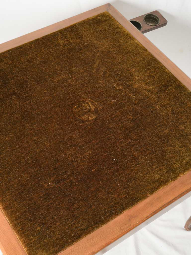 Graceful Late 19th Century English Mahogany Card Table w/ Pull-Out Drink Slides