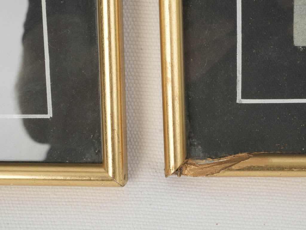 Antique glass-protected Napoleonic engravings