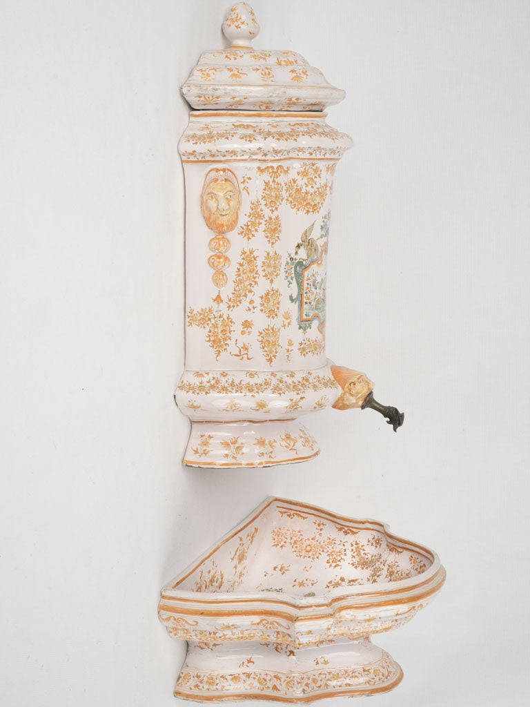 Charming, French, floral, Moustiers wall fountain