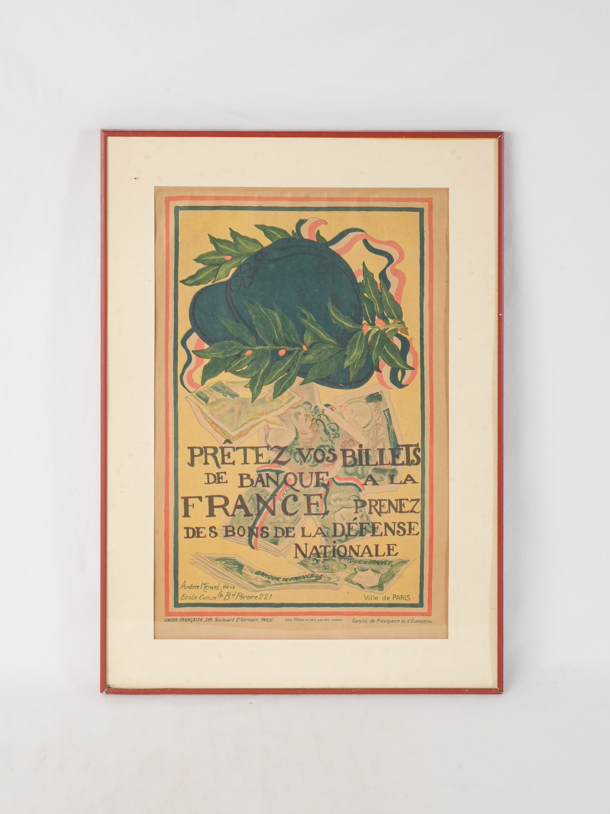 French WWI National Defense Poster 26" x 19¼"