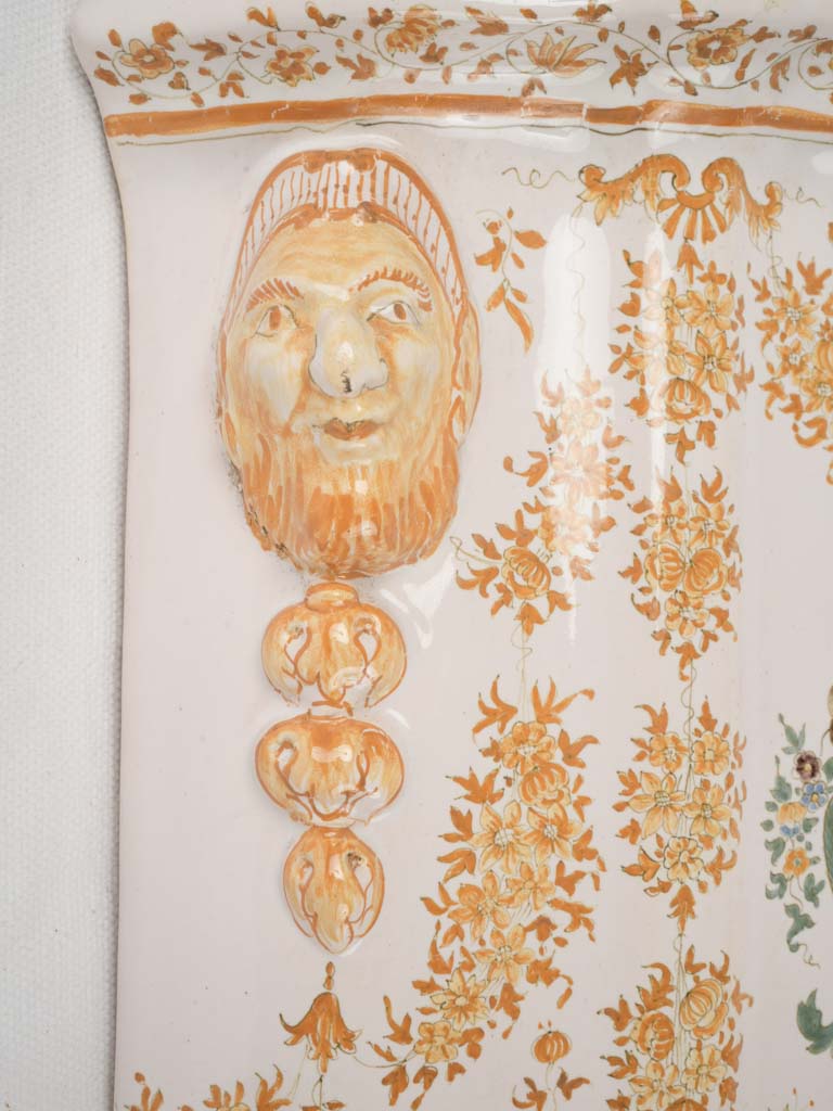 Elegant, South-French, detailed, yellow ceramic lavabo