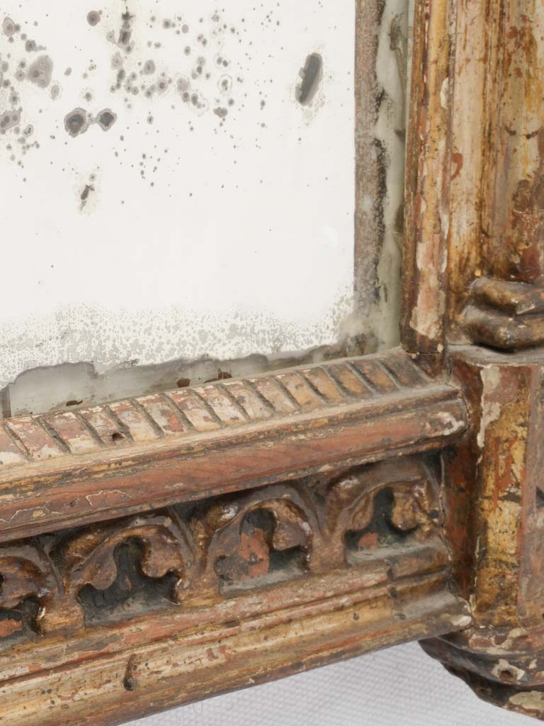 Speckled silvered historic mirror