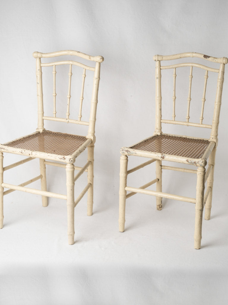 Rustic faux bamboo dining chairs
