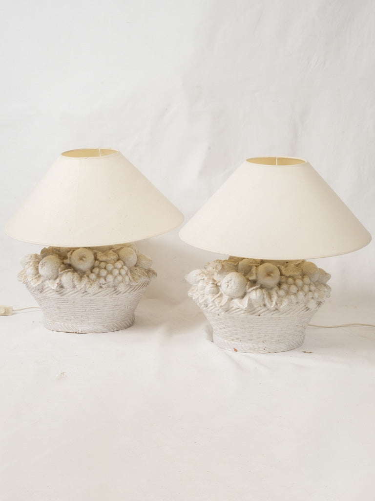 Vintage terracotta fruit basket lamps