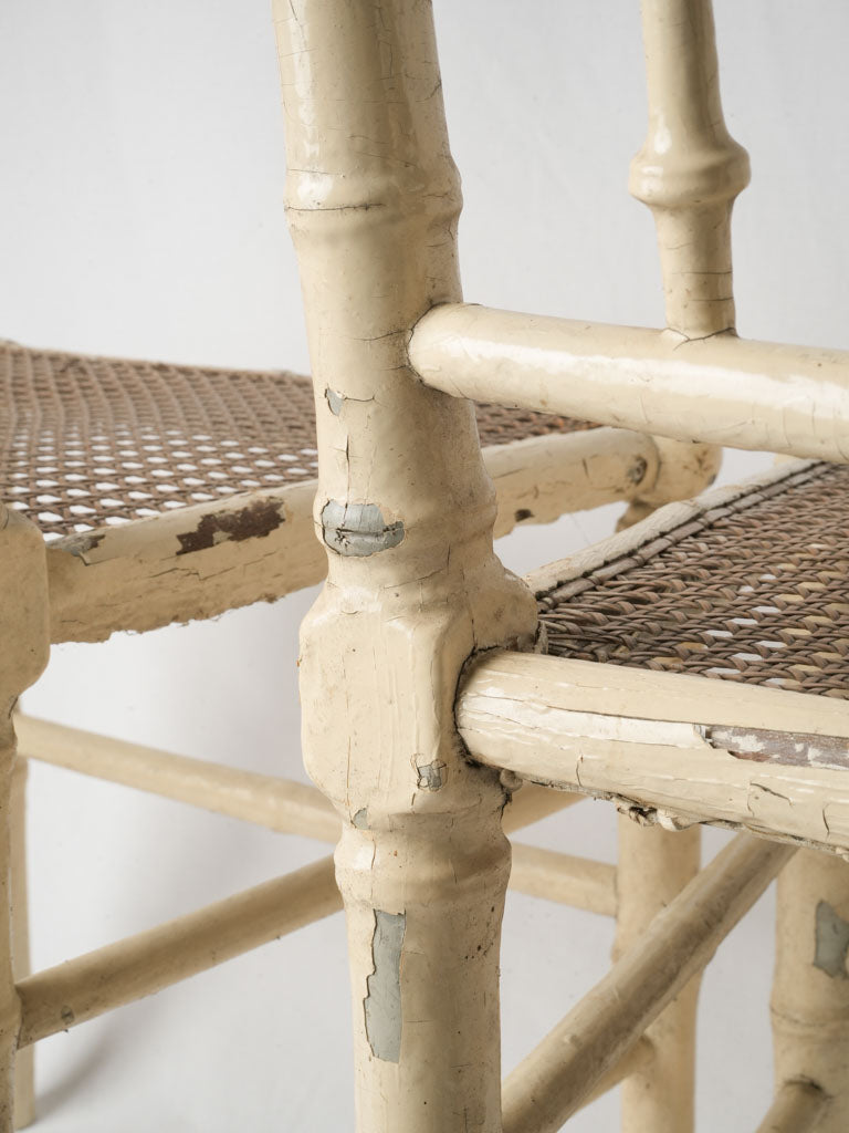 Fragile patina white lacquer chairs