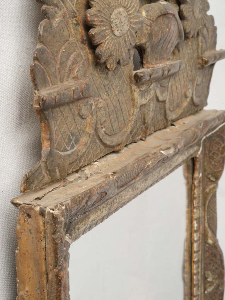 Aged gilded vintage French mirror