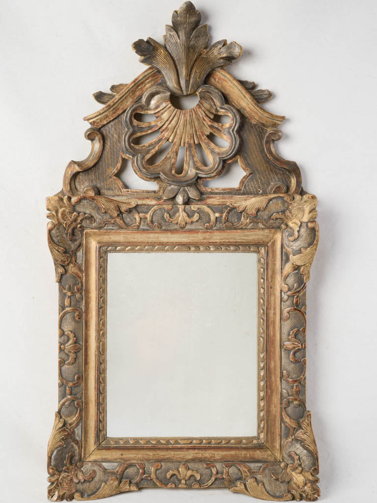 Antique Italian Mirror W/ Dramatic Crest - 32" x 17¾"