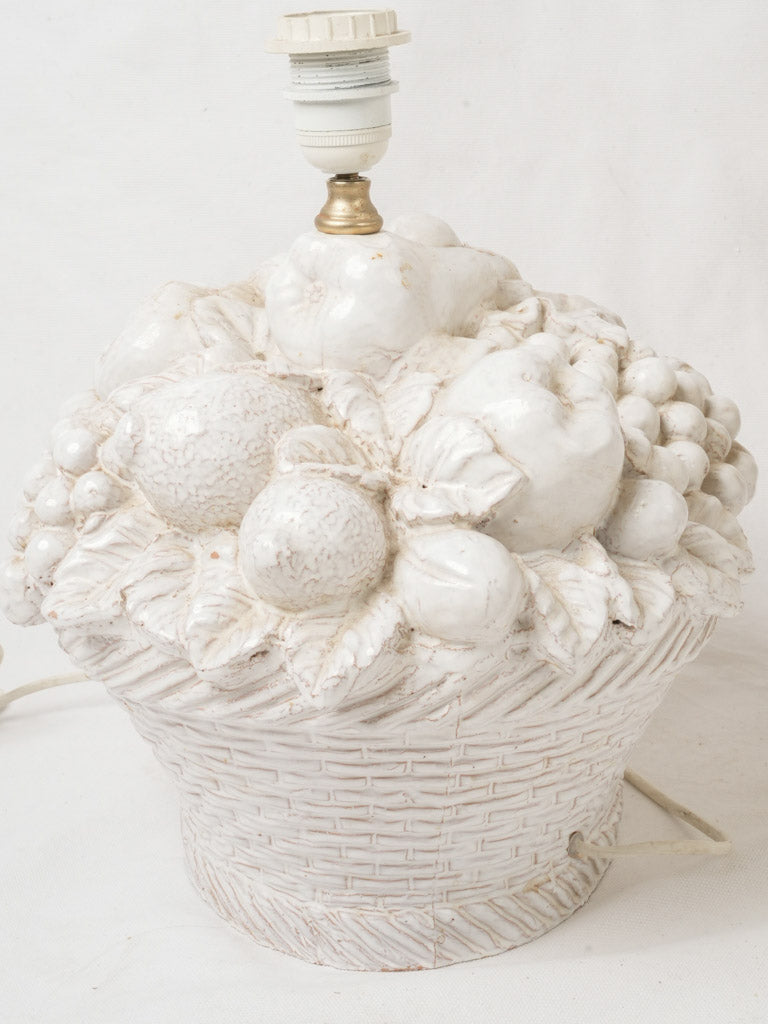 Bright white-glazed terracotta lamps