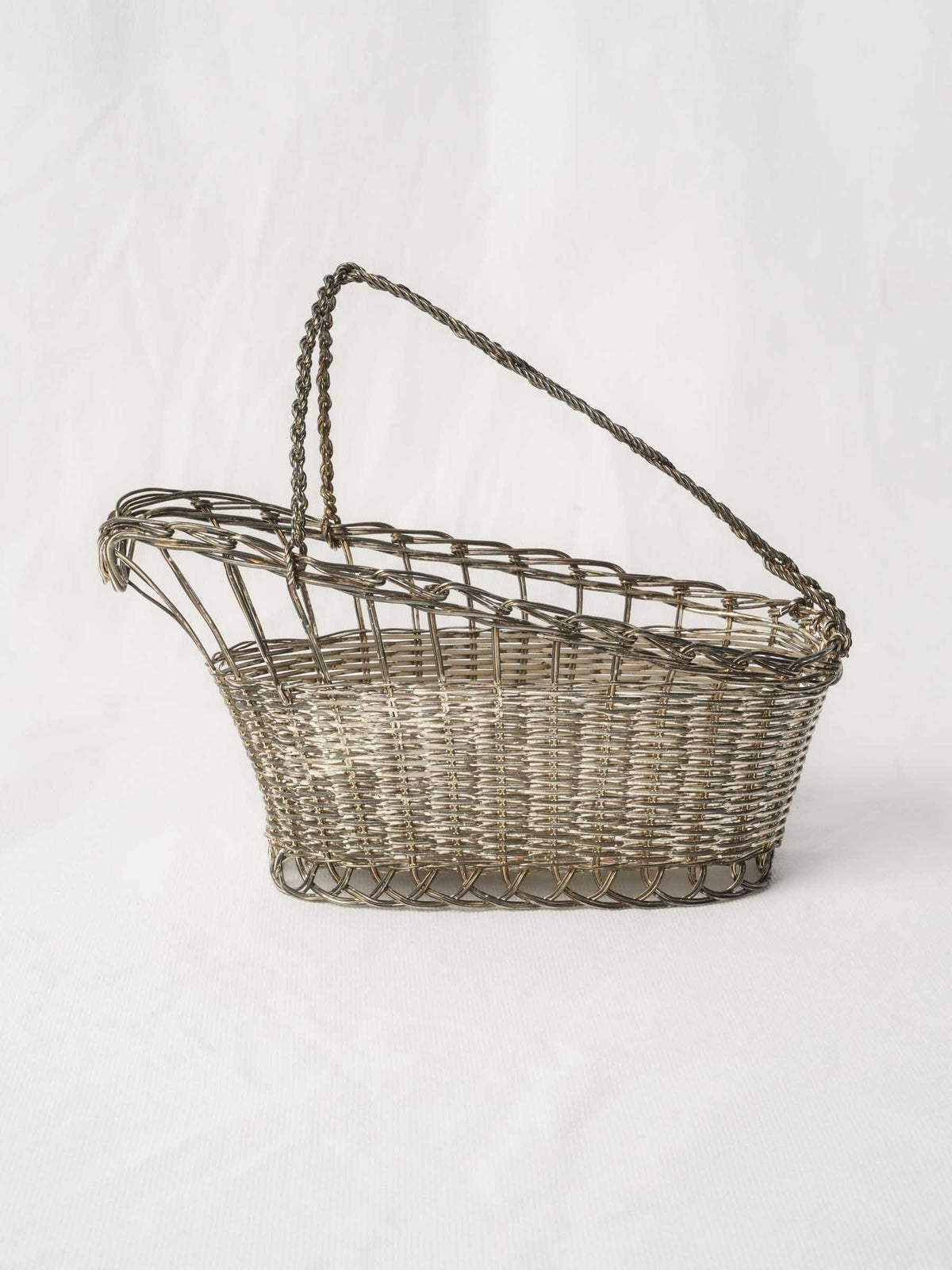 Vintage French Silvered-Metal Wine Bottle Craddle - 10¼"