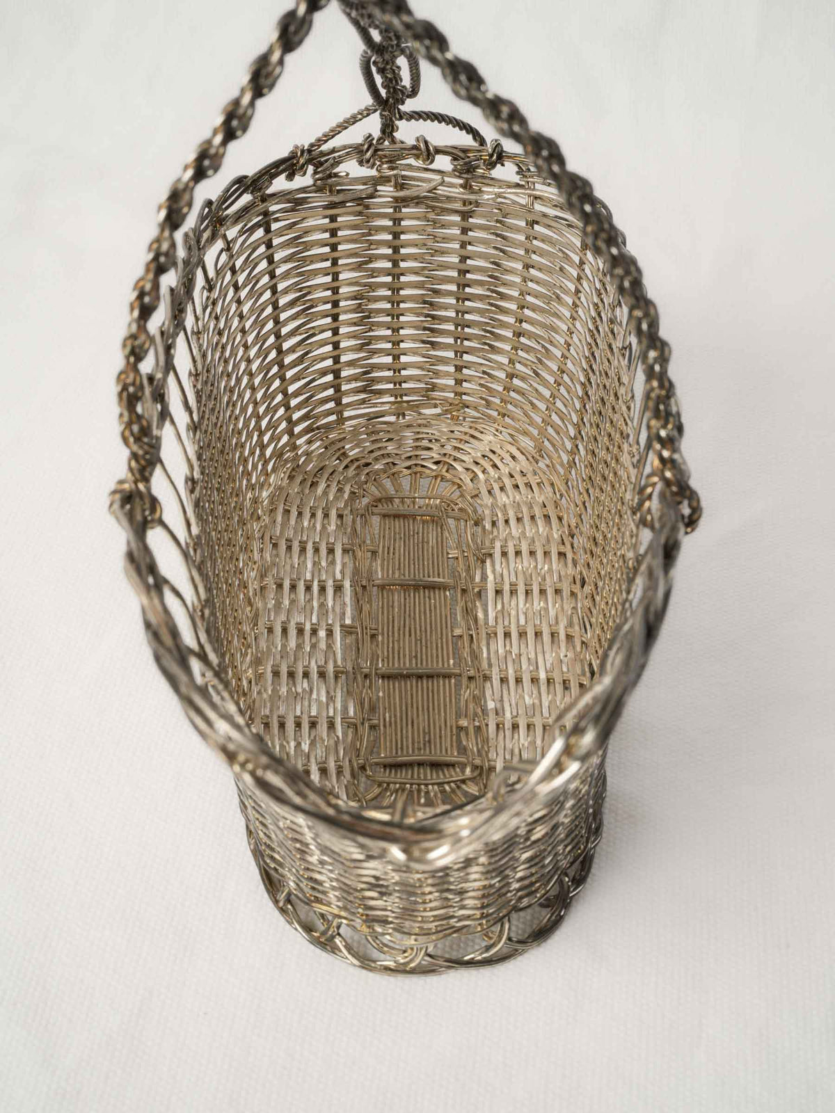 Vintage French Silvered-Metal Wine Bottle Craddle - 10¼"