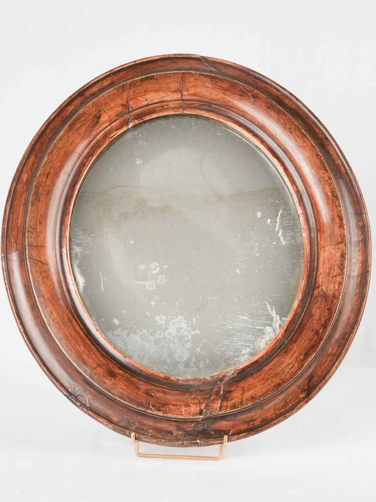 19th century oval mirror w/ timber frame 17¾" x 15¾"