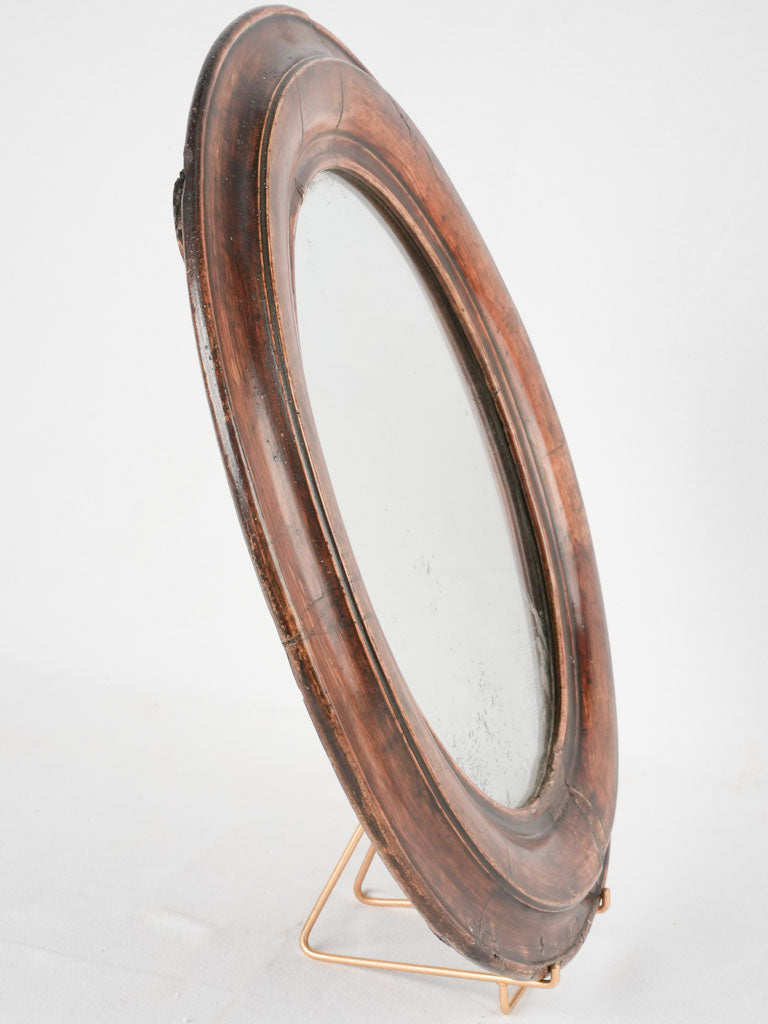 19th century oval mirror w/ timber frame 17¾" x 15¾"
