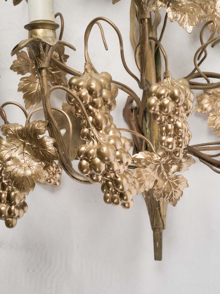 Statement Pair of Mid Century Gilt Brass Wall Sconces - 31"