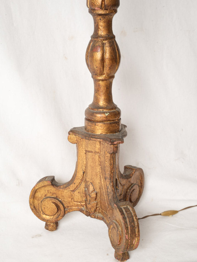 19th-Century French Giltwood Church Torchère Converted to a Floor Lamp - 66½"