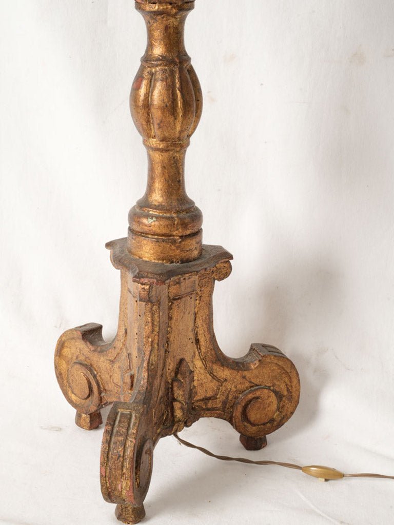19th-Century French Giltwood Church Torchère Converted to a Floor Lamp - 66½"