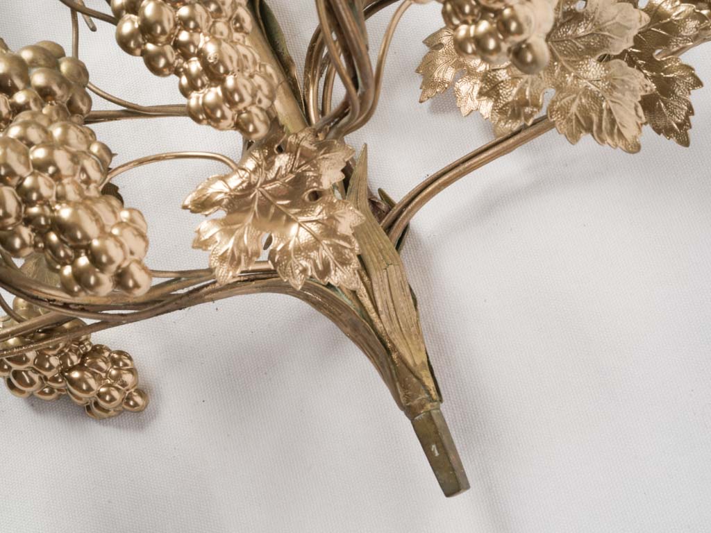 Statement Pair of Mid Century Gilt Brass Wall Sconces - 31"